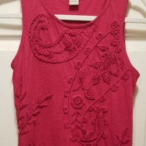 Lucky Brand Red Sleeveless Embroidered Top - Small